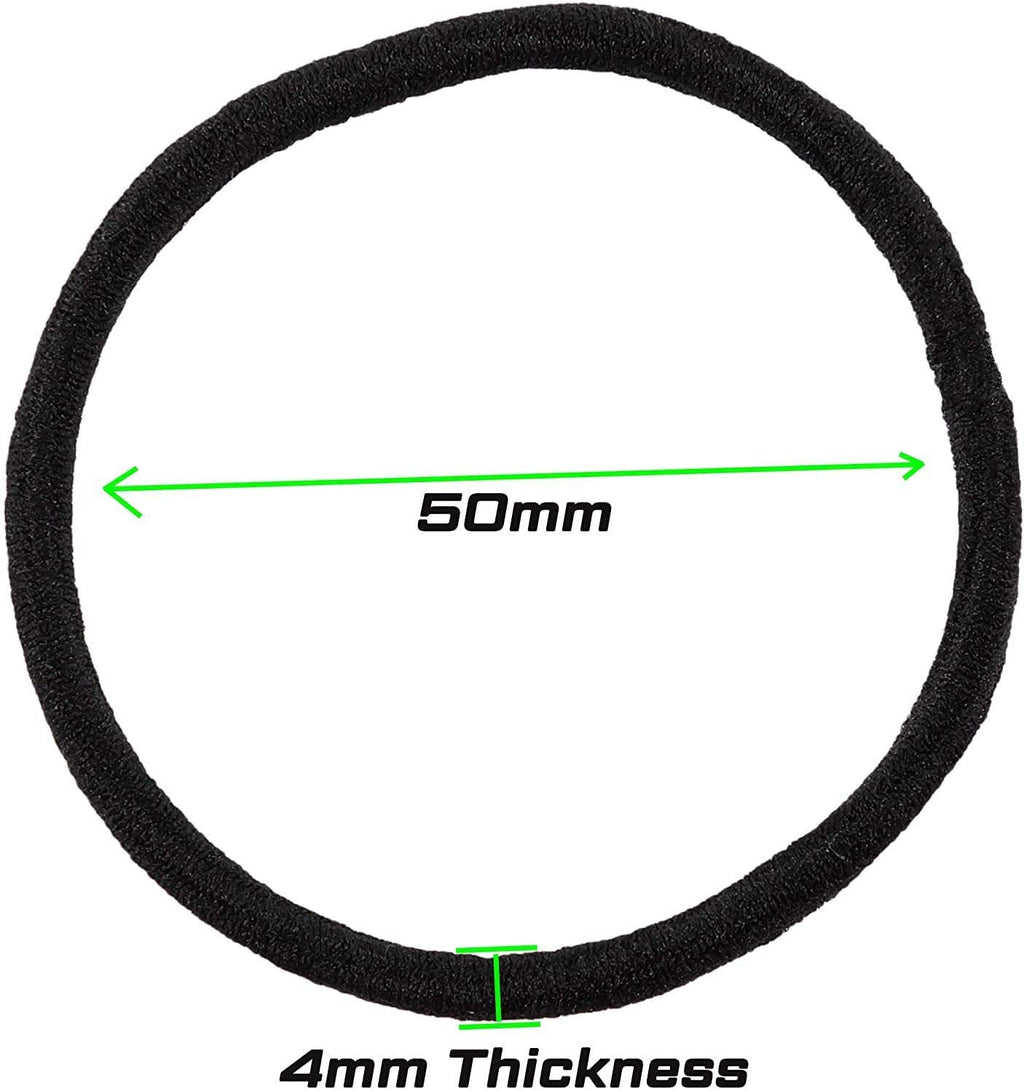 AL ZAHRA 50 Elastic Hair Bands 4 mm Hair Ties Elastics Hairbands Ponytail Holders No Metal for Women Girls Kids Men Thick Hair Black(Pack of 50)