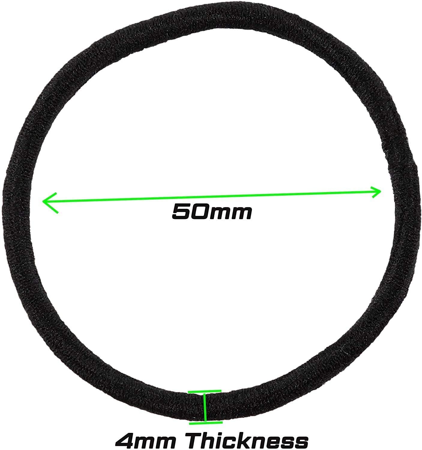 AL ZAHRA 50 Elastic Hair Bands 4 mm Hair Ties Elastics Hairbands Ponytail Holders No Metal for Women Girls Kids Men Thick Hair Black(Pack of 50)