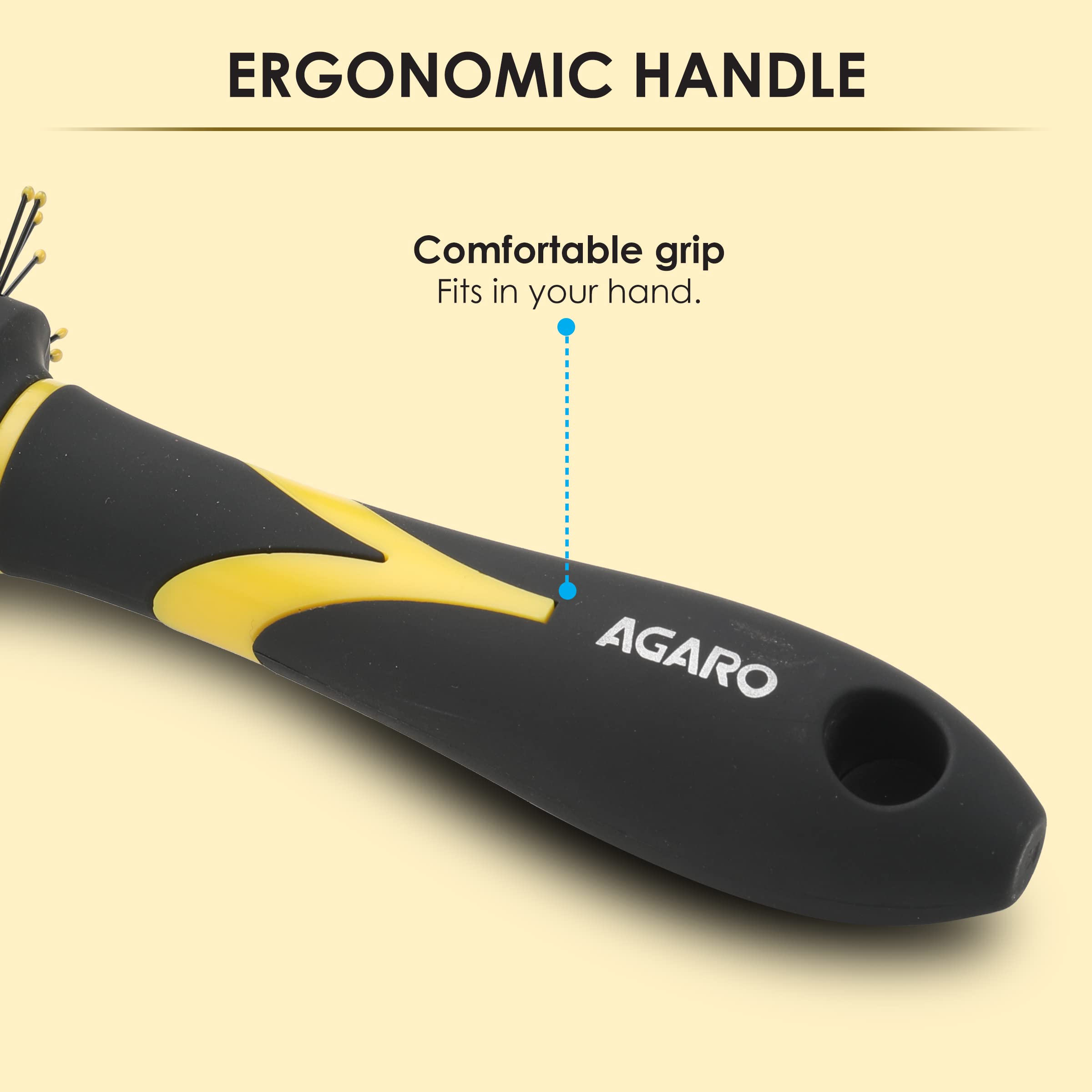 AGARO Breeze Round Hair Brush with Strong & flexible boar bristles having Anti static ball tips, For Adding Quick Curls, Waves & Volume In Hair, ideal for all types of medium to long hair, Yellow & Black.