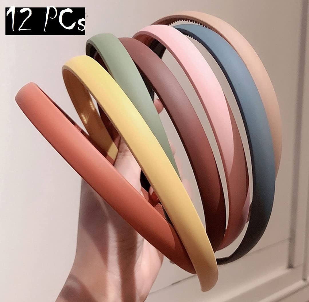 ANNA CREATIONS 12 pcs Korean Stylish Plastic Hair Band Comb Teeth Matte Headband Hair Accessory for Women and Girls