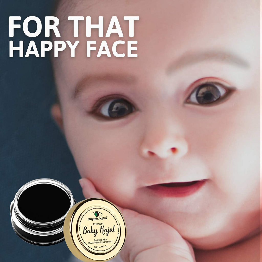 "Organic Netra Baby Kajal 8g for Newborns Water-Resistant Smudgeproof Longlasting Enriched with Natural Organic Ingredients Safe for Sensitive Baby Skin No Harmful Chemicals Matte Finish, (8g)