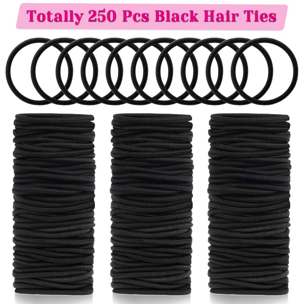 Anezus 250 Pcs 3mm Black Elastics Small Hair Ties Hair Bands Accessories for Girls: Black Elastics(3mm)