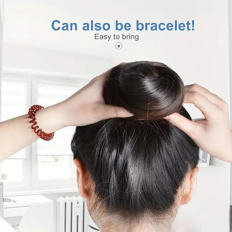 Apsambr 5 Pcs Multicolor Elastic Hair Bands Spiral Shape Ponytail Hair Ties Gum Rubber Band Hair Rope Telephone Wire Hair Accessories