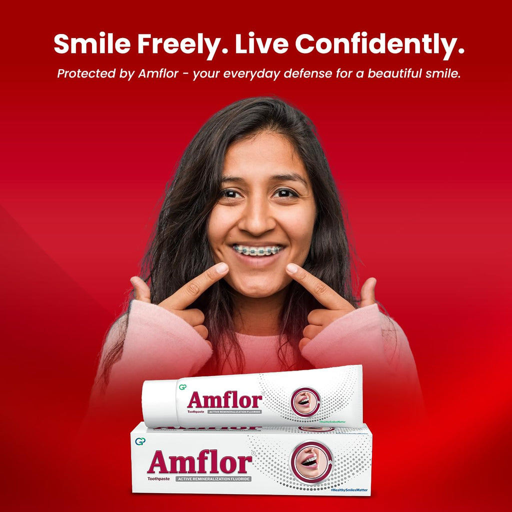 Amflor Toothpaste for Braces | Prevents Cavities & White Spot Lesions | Organic Amine Fluoride for Enamel Remineralization| Mint Flavour Orthodontic Toothpaste | Pack of 6 (70 g per pack)