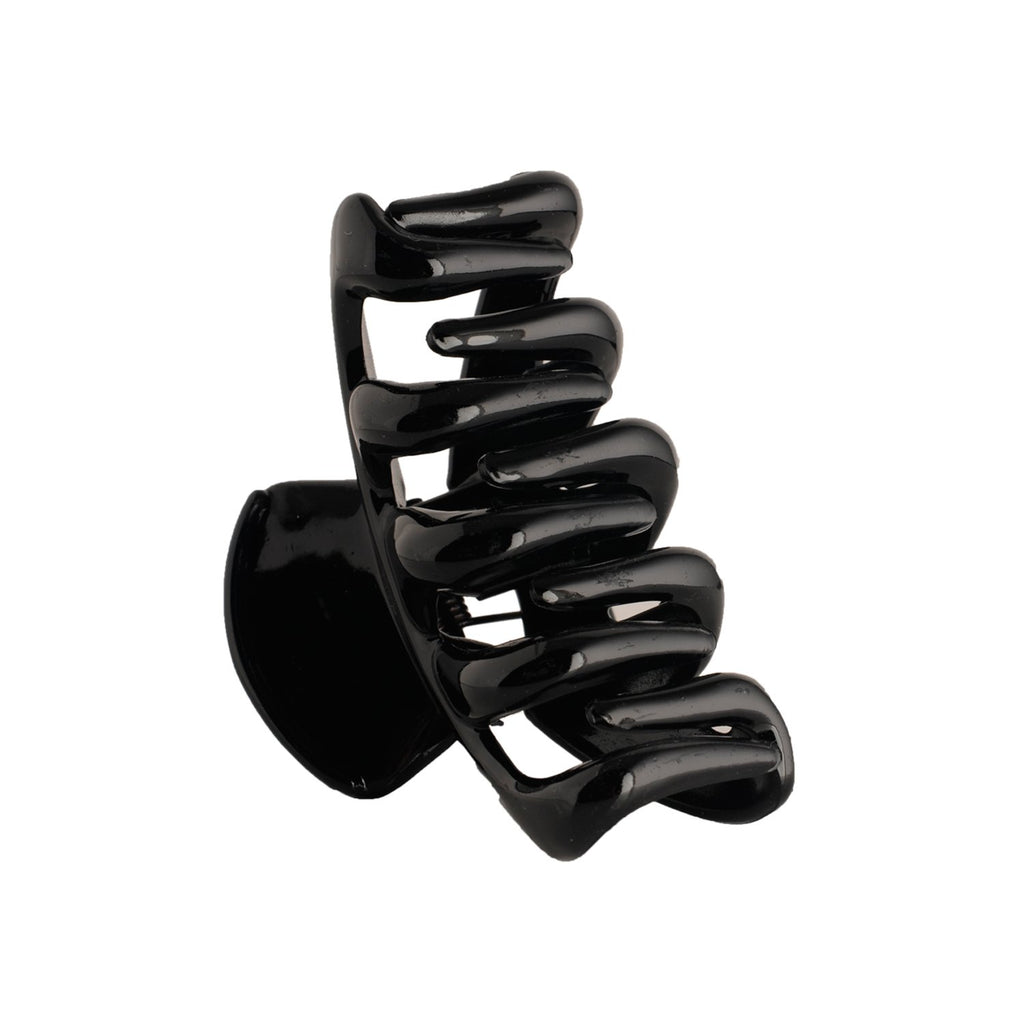 Accessher Acrylic Material Daily and Casual Wear Geometric Shape Design Shiny Black Colour Small Size Hair Butterfly Clips/Hair Claw Clips Pack of 3 for Women