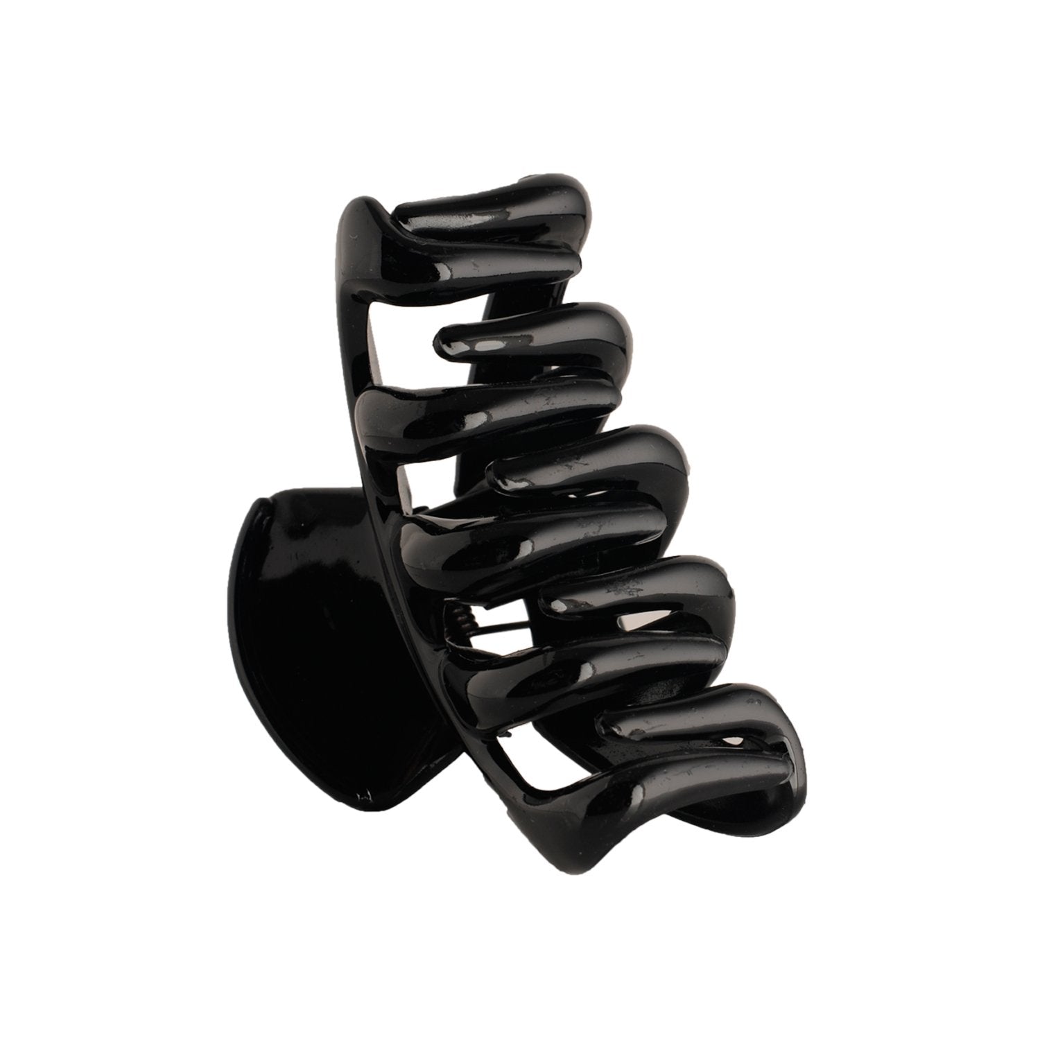 Accessher Acrylic Material Daily and Casual Wear Geometric Shape Design Shiny Black Colour Small Size Hair Butterfly Clips/Hair Claw Clips Pack of 3 for Women