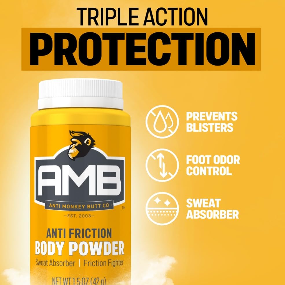 Anti Monkey Butt Travel-Size Body Powder with Calamine - Talc-Free Sweat, Odor, & Friction Relief - Chafing Protection for Active Lifestyles - 1.5 oz - Pack of 12