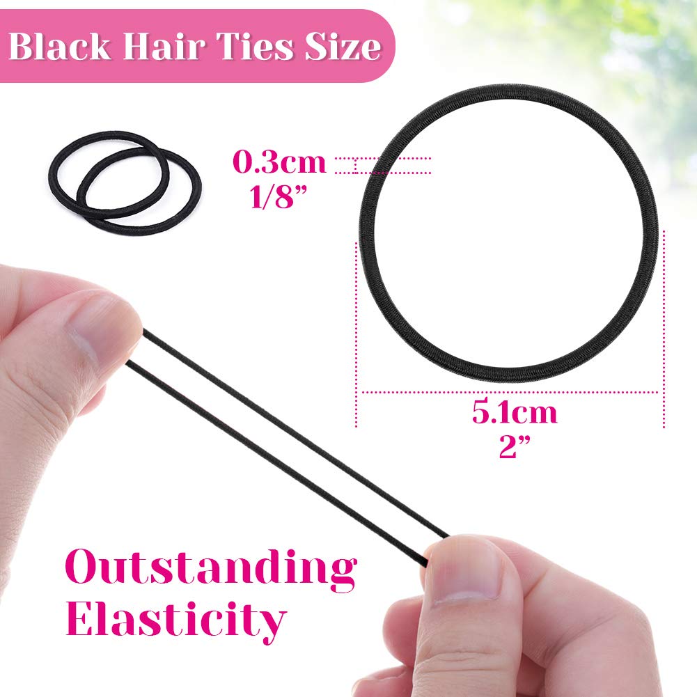 Anezus 250 Pcs 3mm Black Elastics Small Hair Ties Hair Bands Accessories for Girls: Black Elastics(3mm)