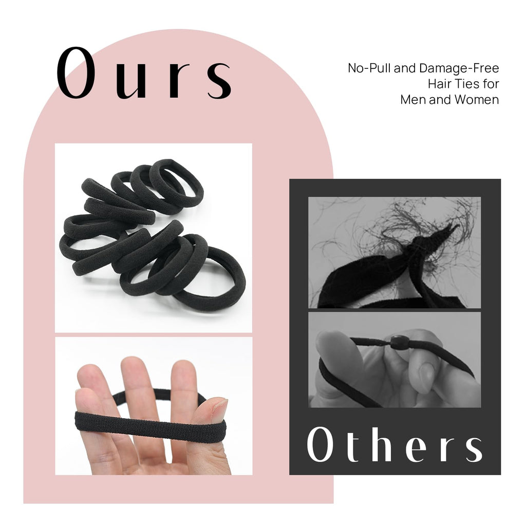 50 Pack Dreamlover Seamless Thick Cotton Hair Rubber Bands, Elastic Durable Ponytail Holders Hair Ties, Ponytail Buns Headbands, No Crease And Damage Hair Accessories For Kids, Girls And Women (Black)