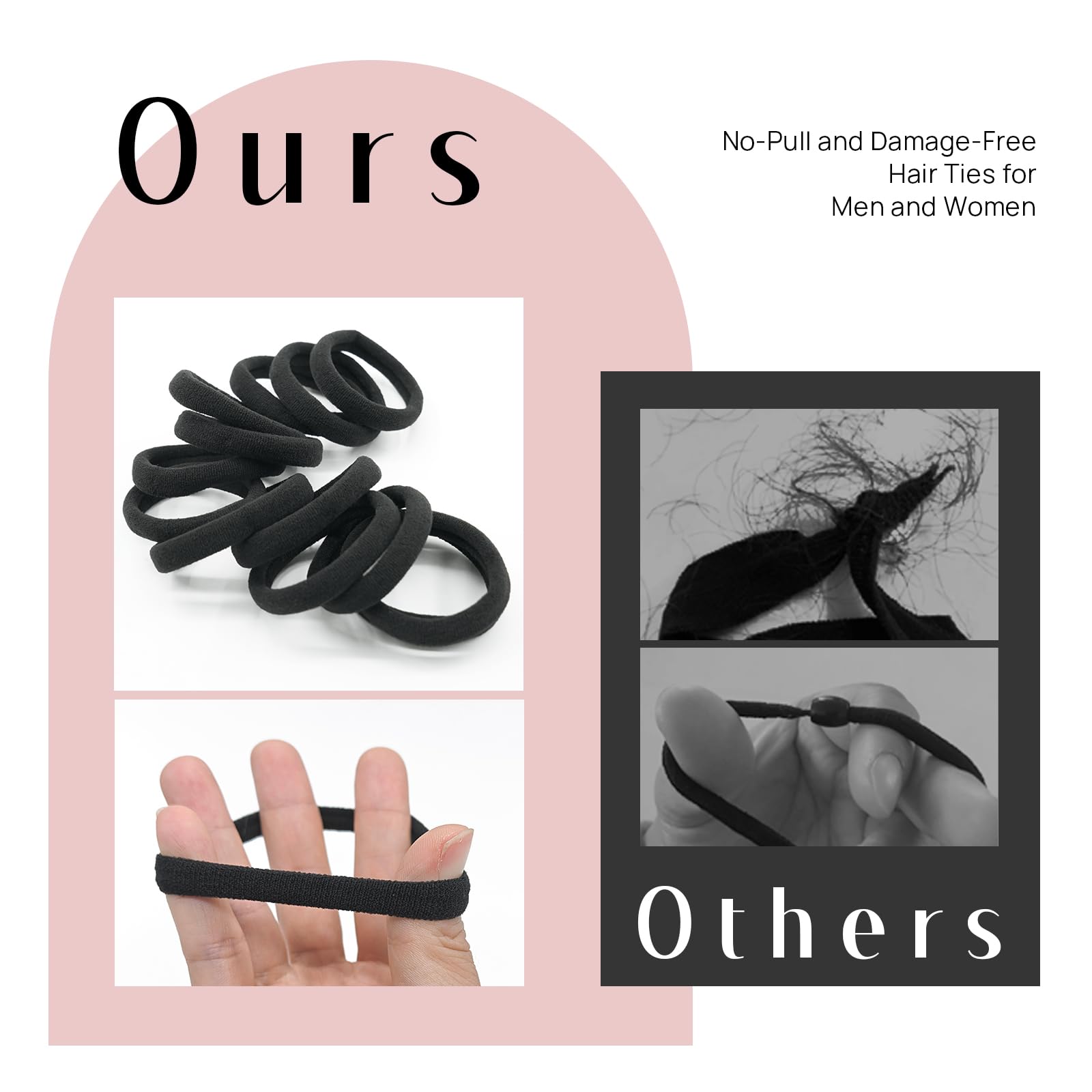 50 Pack Dreamlover Seamless Thick Cotton Hair Rubber Bands, Elastic Durable Ponytail Holders Hair Ties, Ponytail Buns Headbands, No Crease And Damage Hair Accessories For Kids, Girls And Women (Black)