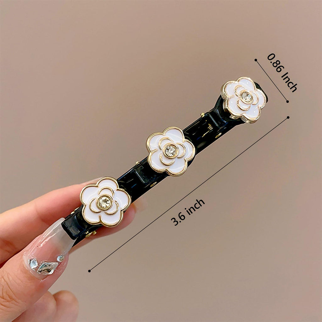 ANNA CREATIONS 4 Pcs Braided Hair Clip, Sparkling Crystal Stone Braided Hair Clips, Fashion Hair Accessories for Women & Girls Hair Bands with Rhinestone and Pearl, Stylish Clip Barrettes