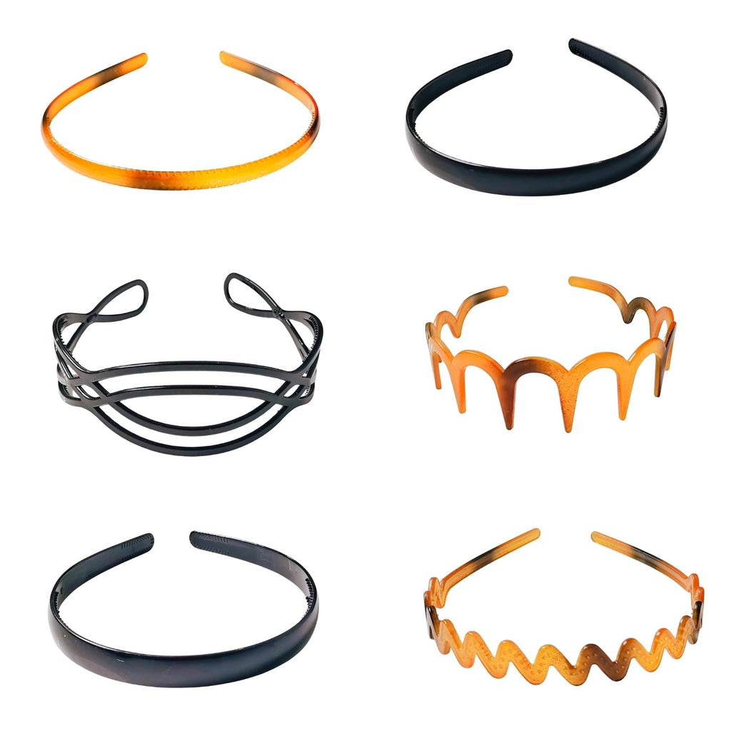 ANNA CREATIONS® 6 PCS Hair Accessories Korean Style shell & black Plastic Hairband Headband combo set for Girls and Woman