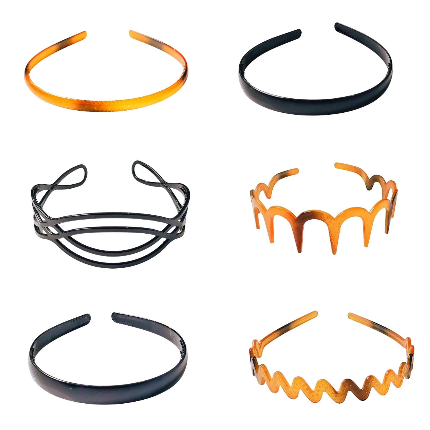 ANNA CREATIONS® 6 PCS Hair Accessories Korean Style shell & black Plastic Hairband Headband combo set for Girls and Woman