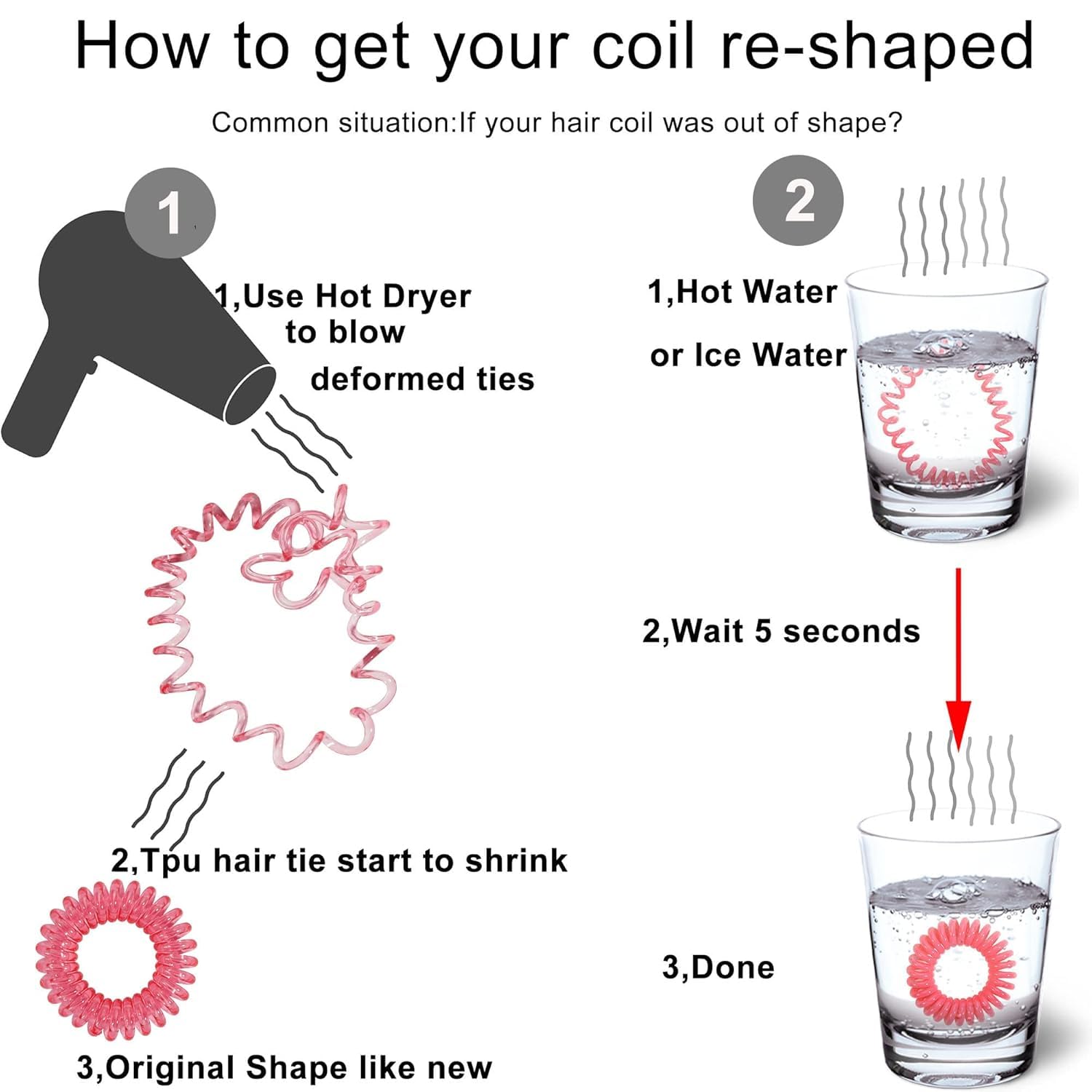 Apsambr 5 Pcs Multicolor Elastic Hair Bands Spiral Shape Ponytail Hair Ties Gum Rubber Band Hair Rope Telephone Wire Hair Accessories