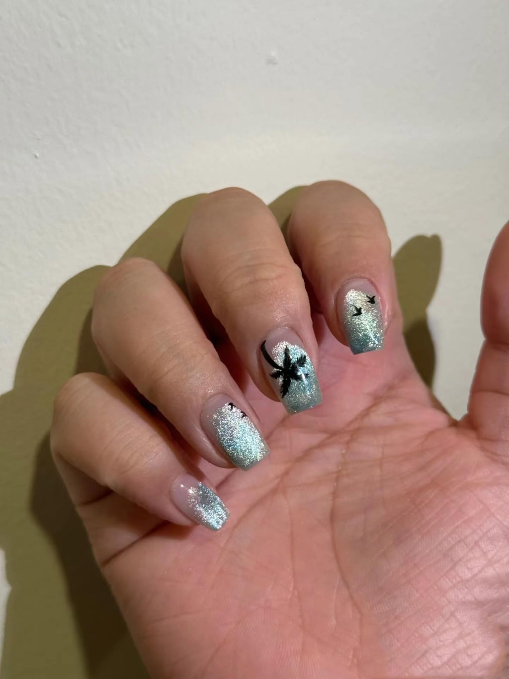 2pcs Nail Tropical Style Palm Summer Tree 3D Nail Stickers self-Adhesive Coconut Tree Manicure DIY Beauty Black Palm Stickers 3D Nail Decor Decal 2025 Beach Nail Decals