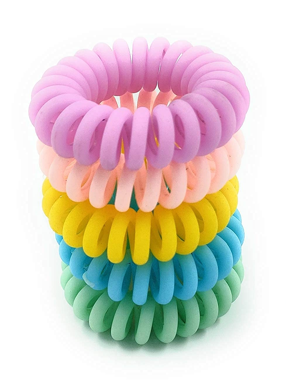 APSAMBR-5pcs Elegant Matte Multi-Colour Small Spiral Hair Rubber Band Ponytail Holder For Girls And Women.