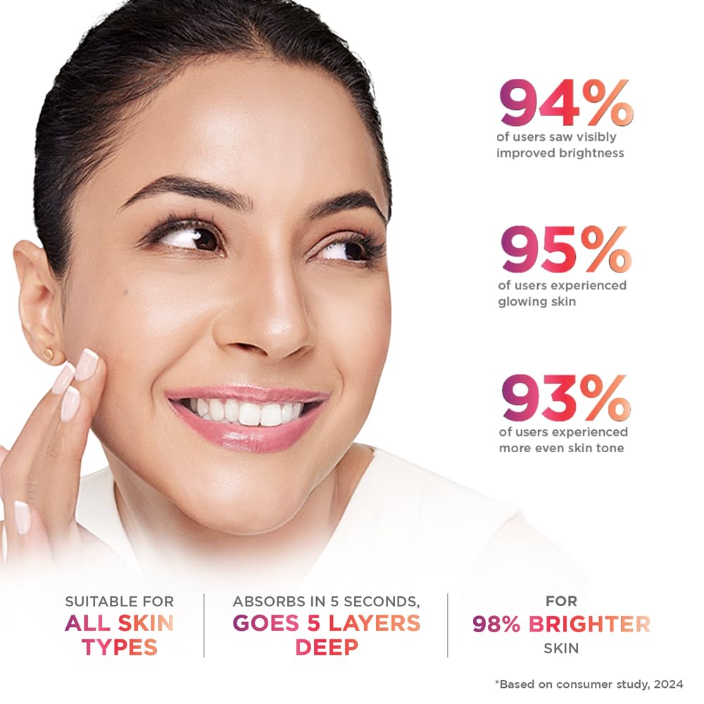 « Sérum multivitaminé éclat Glow and Lovely Renew Bright en crème | Vitamines B, C et E | Régénère les cellules de la peau | Peau éclatante et saine | Formule cliniquement prouvée et testée dermatologiquement | 80 g »