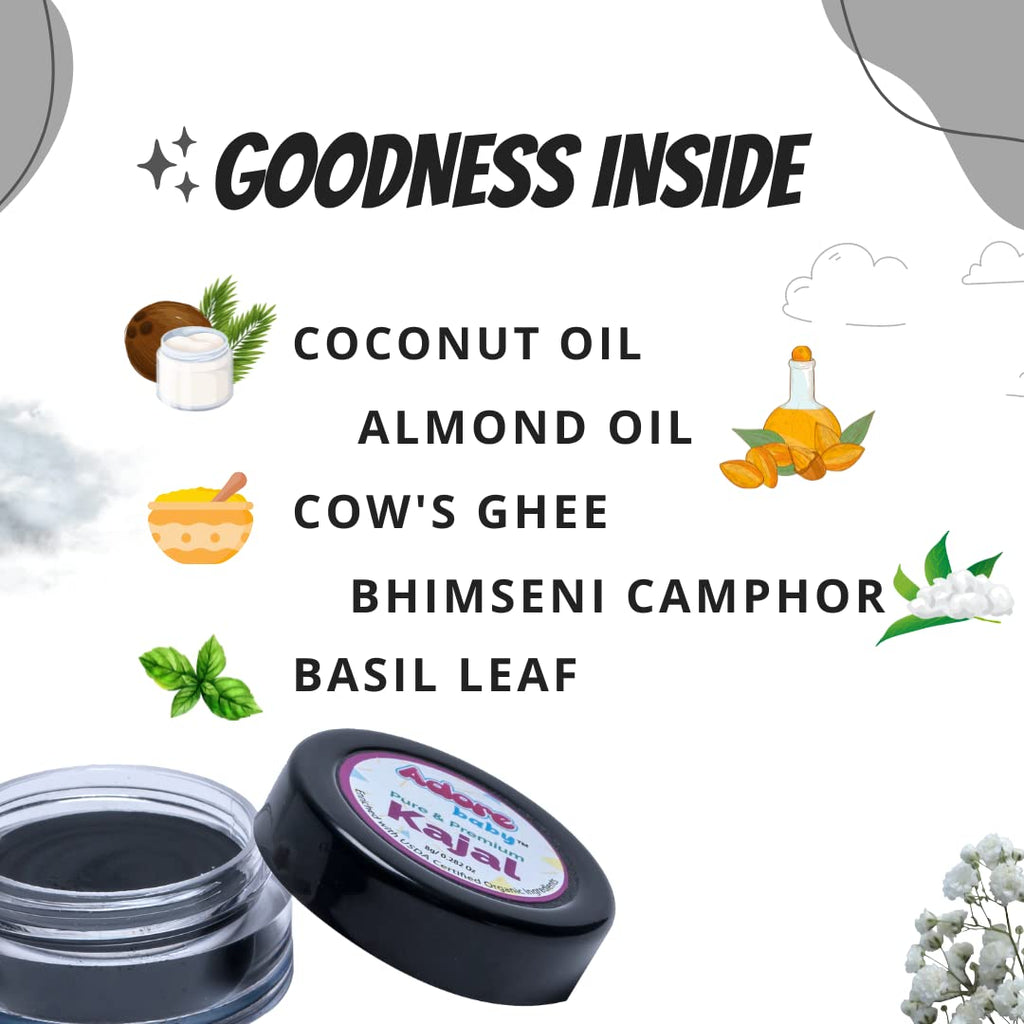 Adore Baby Pure & Premium Kajal - Enriched with USDA Certified Organic Ingredients (Pack of 1)