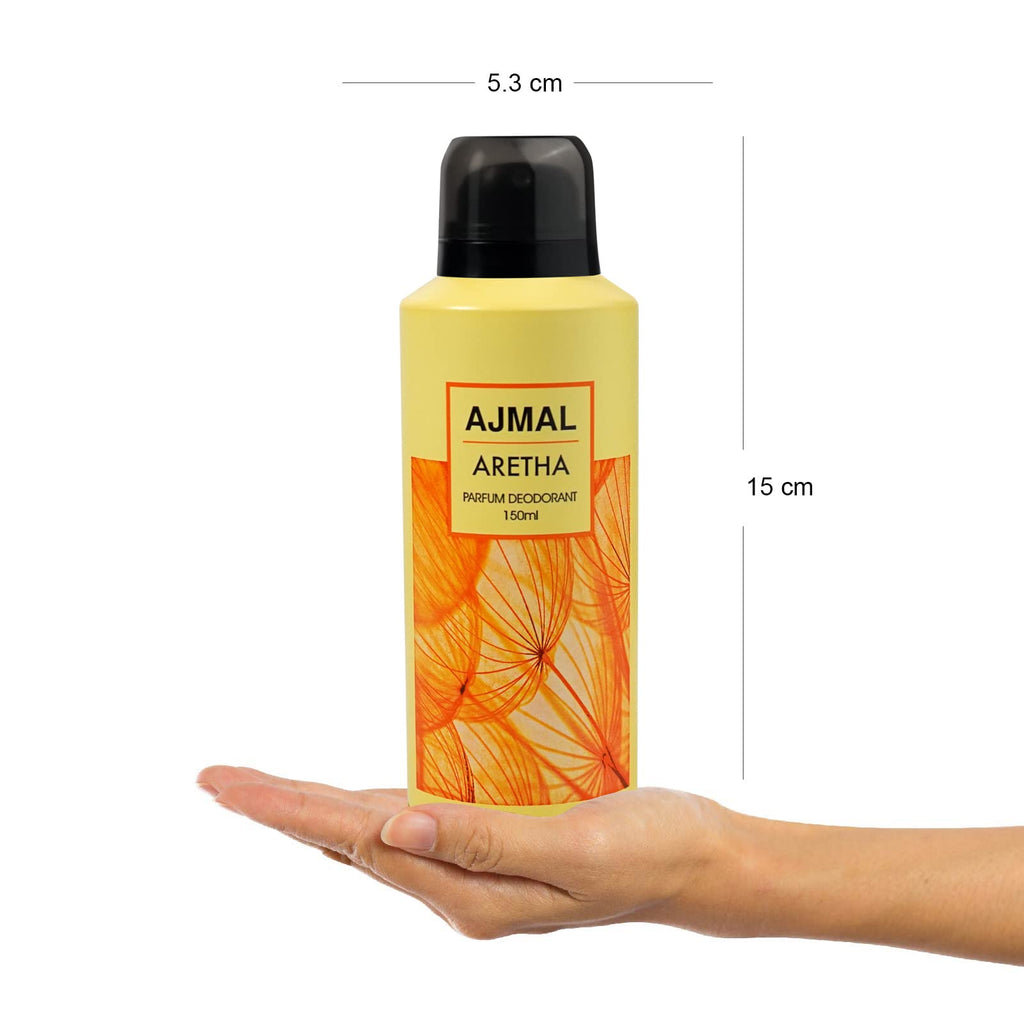 Ajmal Aretha Deodorant Fruity Perfume 150ML Long Lasting Scent Spray Gift for Women, Online Exclusive