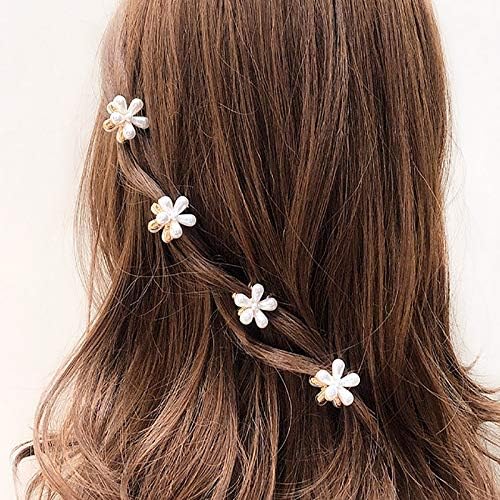 ANNACREATIONS 10 Pcs Korean Style Gold Metal Pearl Geometric Stone Lock Hair Pins Hair Clip Hair Accessories Jewellery for Women and Girls
