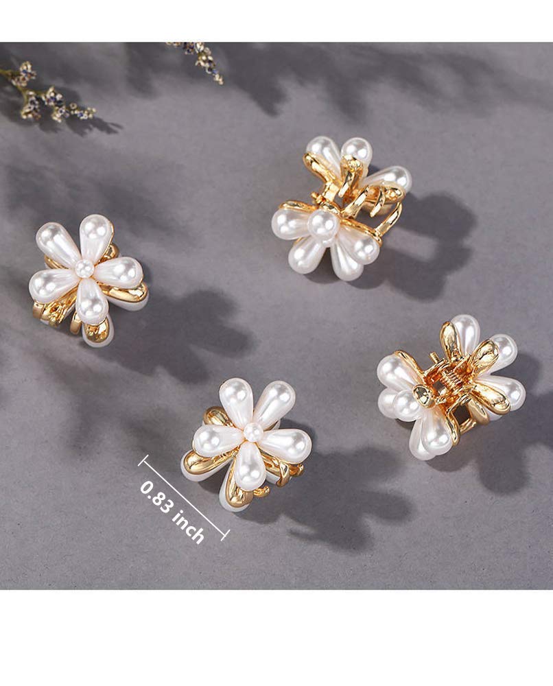 ANNACREATIONS 10 Pcs Korean Style Gold Metal Pearl Geometric Stone Lock Hair Pins Hair Clip Hair Accessories Jewellery for Women and Girls