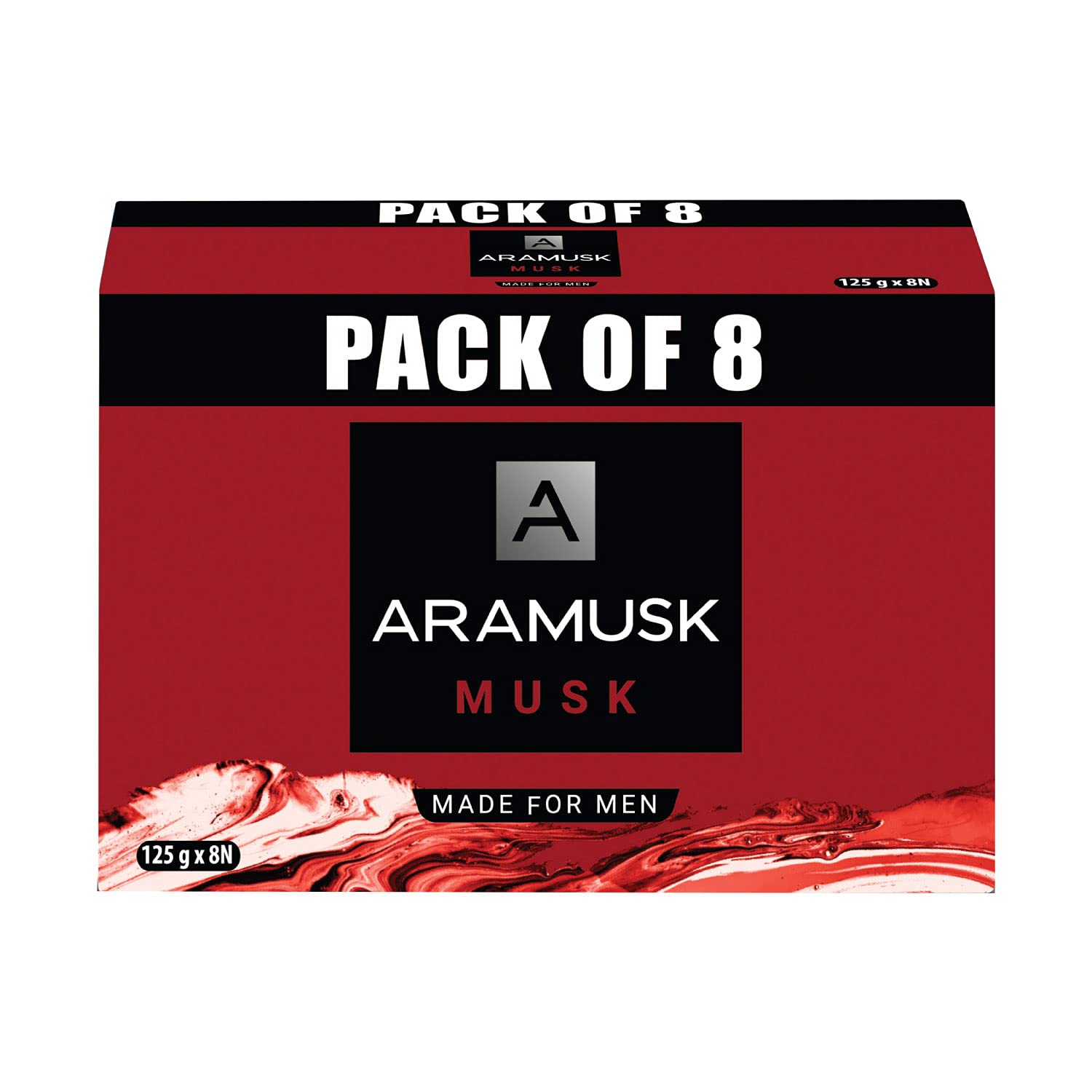 Aramusk Musk Premium Soap for Men | Deep Cleansing, Moisturizing, Nourishing with Long Lasting Freshness | 125g (Pack of 8)
