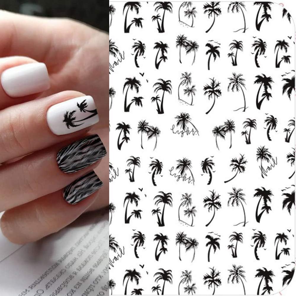 2pcs Nail Tropical Style Palm Summer Tree 3D Nail Stickers self-Adhesive Coconut Tree Manicure DIY Beauty Black Palm Stickers 3D Nail Decor Decal 2025 Beach Nail Decals