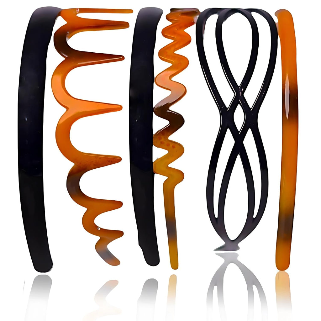 ANNA CREATIONS® 6 PCS Hair Accessories Korean Style shell & black Plastic Hairband Headband combo set for Girls and Woman