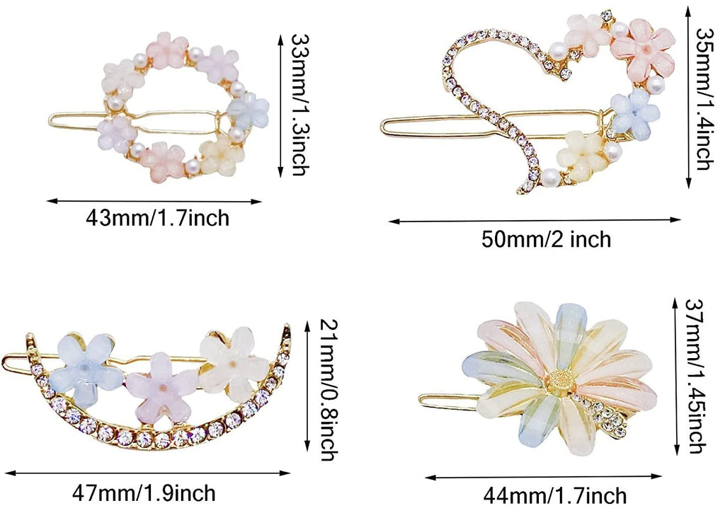 ANNACREATIONS 8 Pcs Korean Style Gold Metal Pearl Geometric Stone Lock Hair Pins Hair Clip Hair Accessories Jewellery for Women And Girls