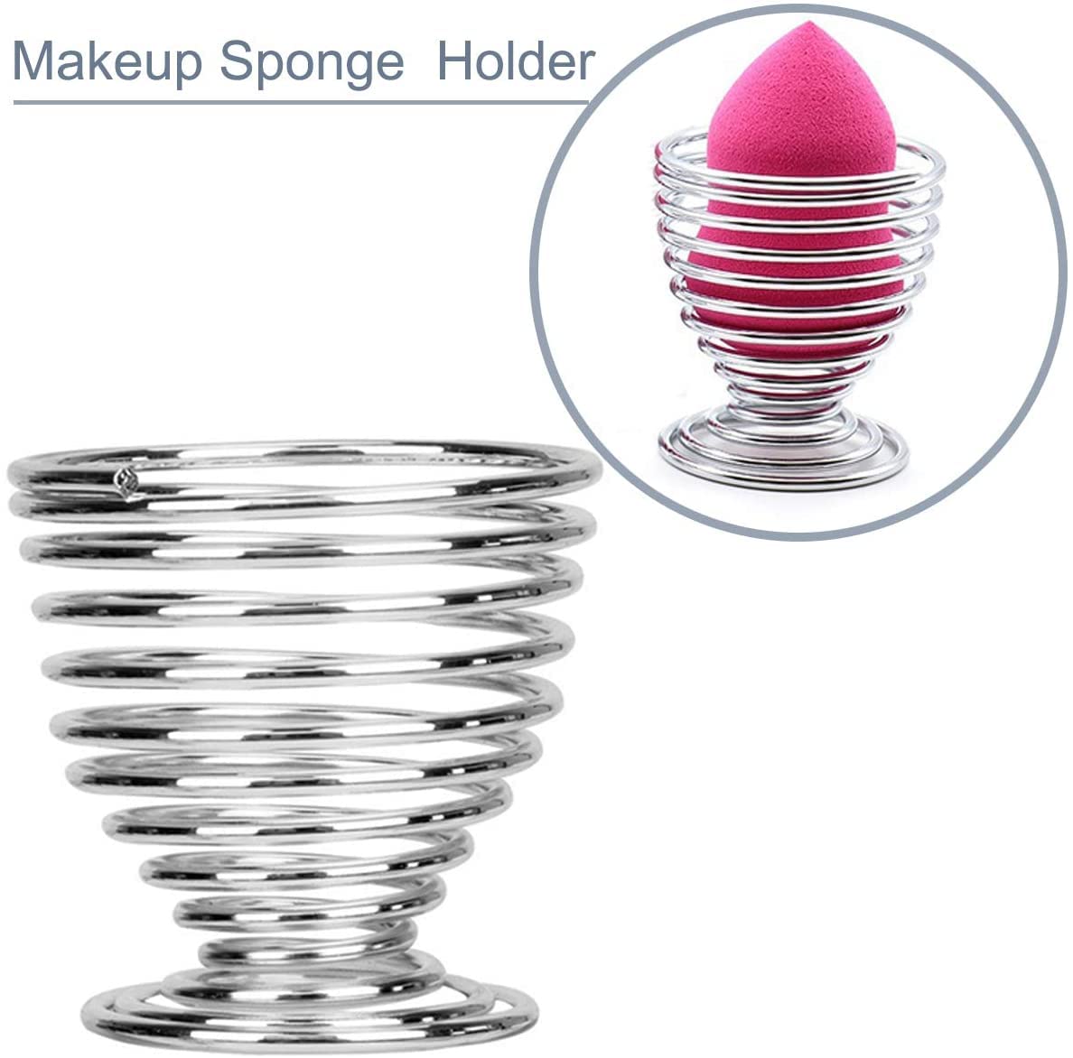 1Pcs Beauty Makeup Sponge Blender Holder Drying Rack Stand, Makeup Sponges Stand, Powder Puff Sponge Support Display Stand,Makeup Organizer Silver Practical Processed