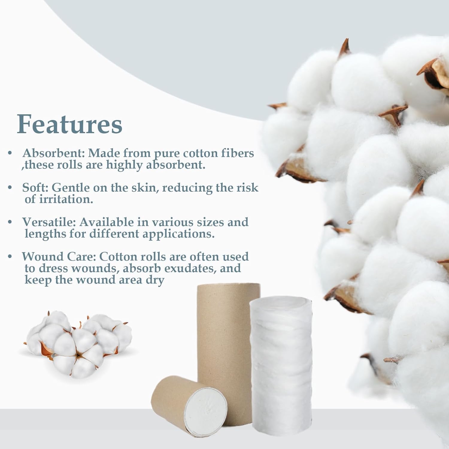 Absorbent Cotton Roll (500g) - Ideal for Makeup Removal, Ultra Soft Cleansing, Medical Use