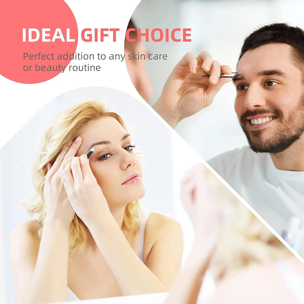 6PCS Professional Eyebrow Tweezers Set for Women and Men, Premium Stainless Steel Tweezer Kit, Best Tweezers Precision for Ingrown Hair, Facial Hair, Eyebrows Plucking