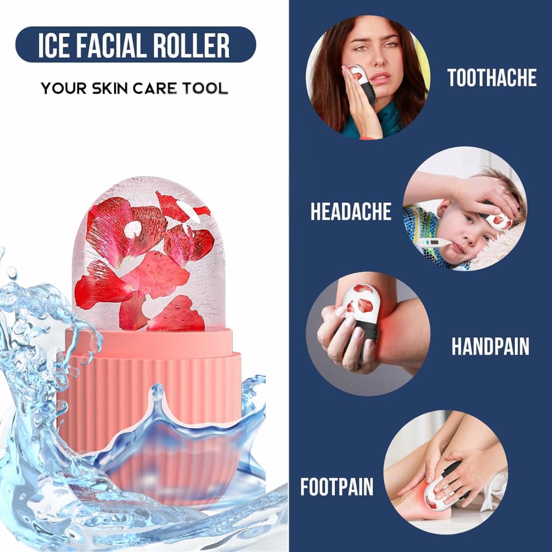 ANTIL'S Face Ice Roller for Men & Women – Reusable & Unbreakable Face Massager for Glowing Skin, Puffy Eyes & Relaxation – Ice Cube Roller for Skin Care (Multicolor)