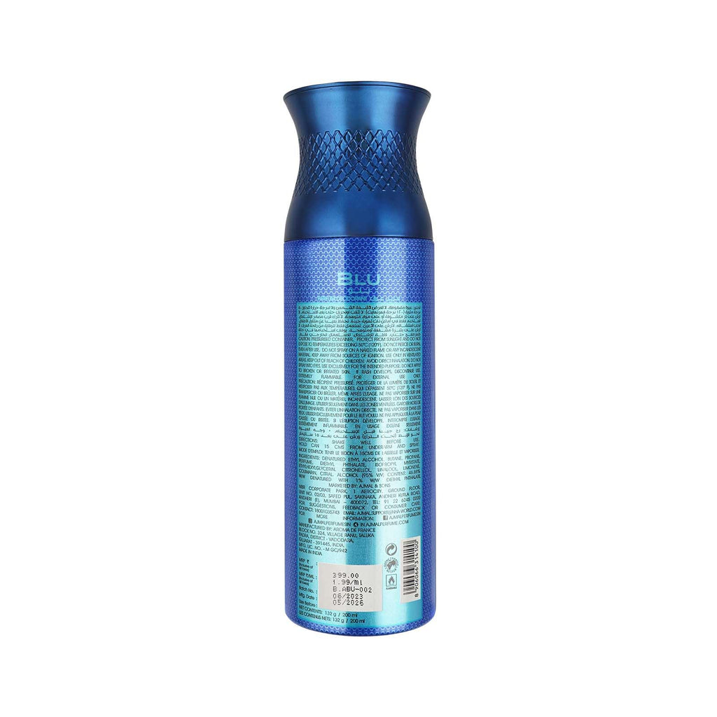 AJMAL Women's Blu Deodorant For Men, 200 Ml, Pack Of 1, Fresh, Liquid