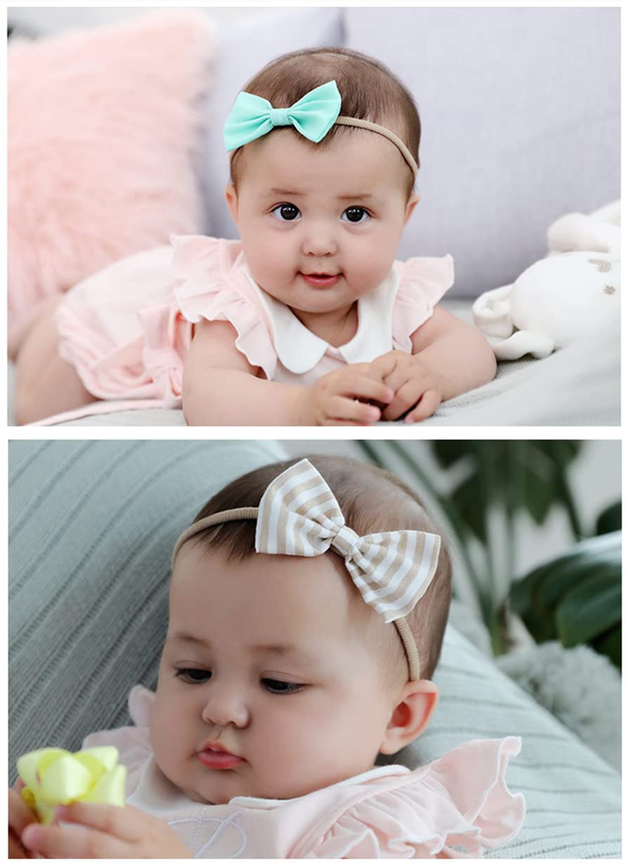 ANZAILALA 4pcs Flower Headbands Elastic Floral Hair Band, Bows Wrap Headband for Baby Girls, Infants and Newborns - Multicolor