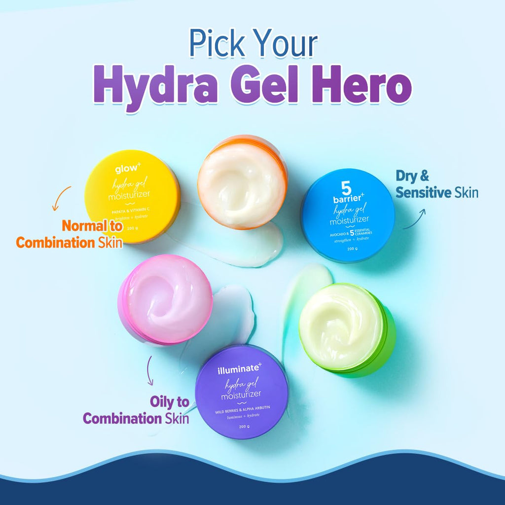 Aqualogica Illuminate + Hydra Gel Moisturizer with Wild Berries & Alpha Arbutin | 24 Hour Intense Hydration | Water-Like Gel Texture | Non-Sticky & Quick Absorbing for Luminous Skin | 200 g