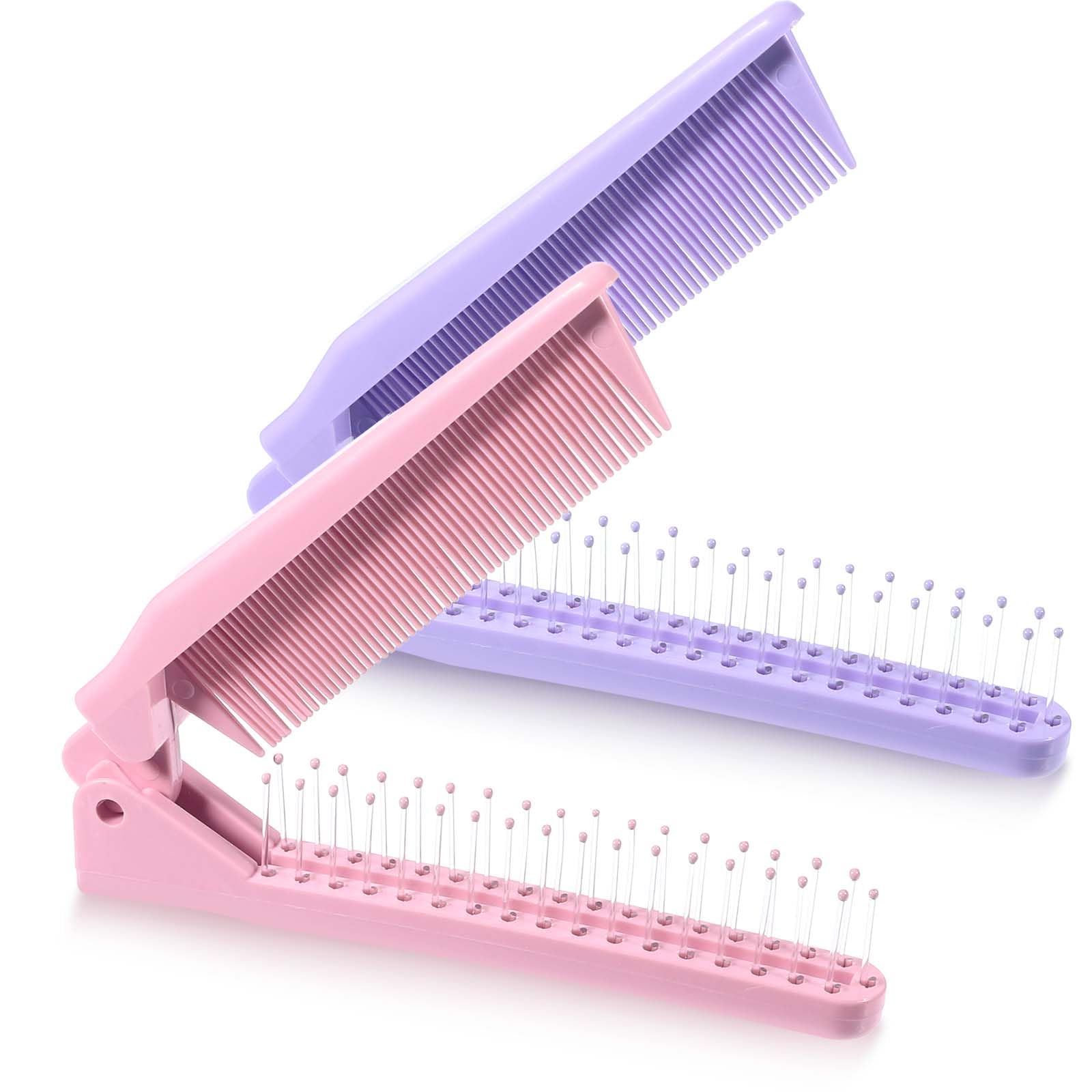 2 Pack Travel Comb for Women Mini Folding Combs Double Headed Small Pocket Combs Protable Folding Comb for Purse Bags Porket Anti-Static Hair Brush for Women Men All Hair Types