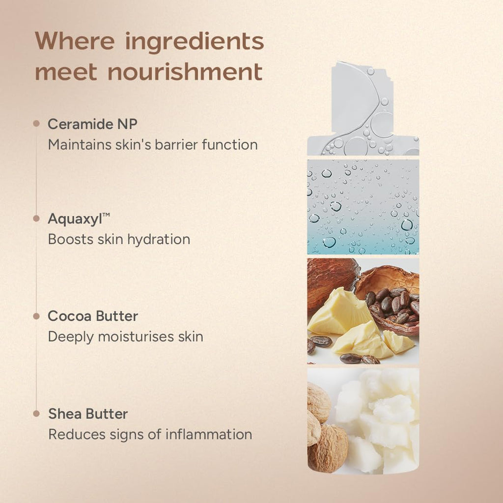 Arata Ceramide Body Lotion for Winter Dry Skin | Exfoliates Dead Skin | Non-Greasy Formula with Long-Lasting Hydration | Deep Nourishment with Shea Butter & Cocoa Butter | For Men & Women (200ml)