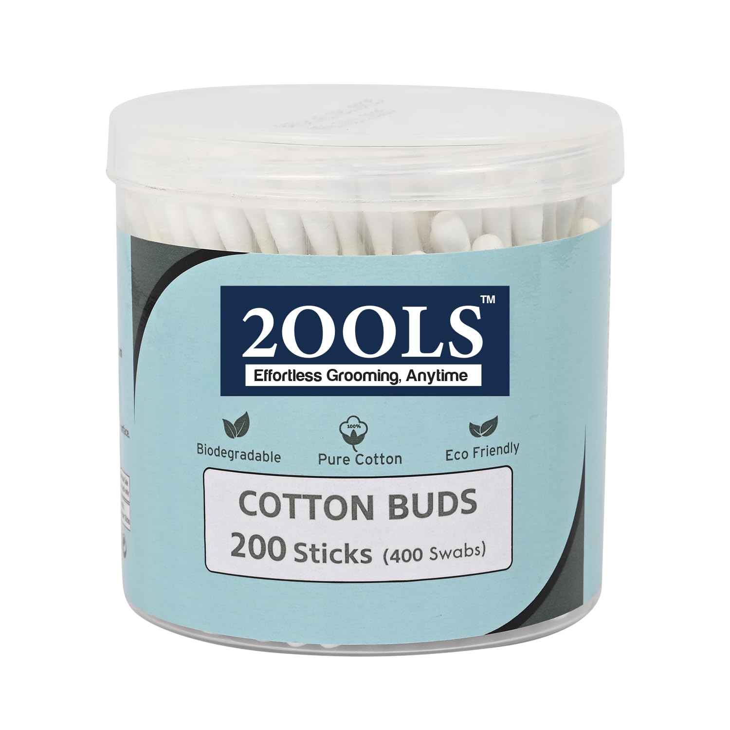 2ools Cotton Buds, Gentle Cotton Swabs for Personal Hygiene and Beauty - 200 Sticks (400 Swabs)