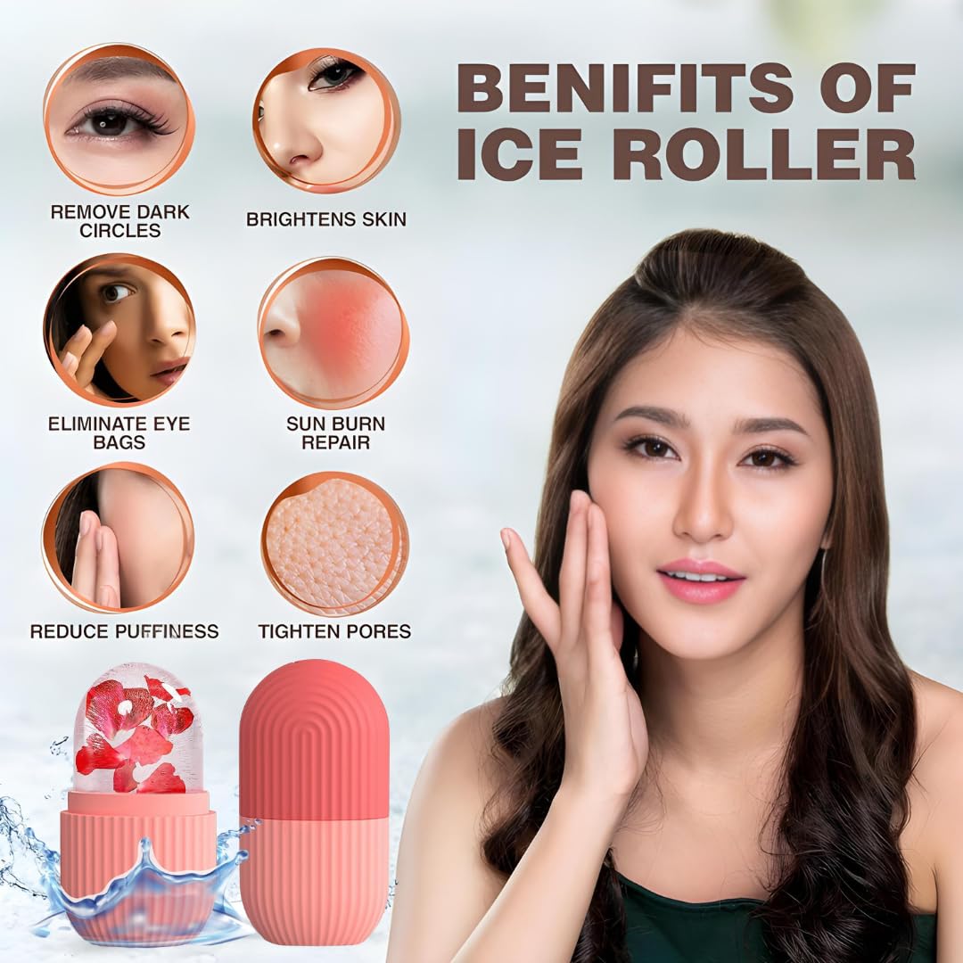 ANTIL'S Face Ice Roller for Men & Women – Reusable & Unbreakable Face Massager for Glowing Skin, Puffy Eyes & Relaxation – Ice Cube Roller for Skin Care (Multicolor)