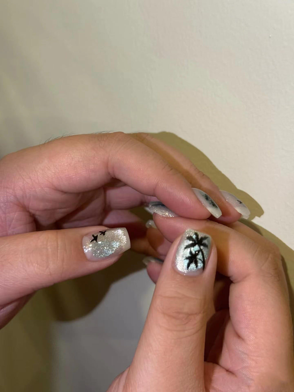 2pcs Nail Tropical Style Palm Summer Tree 3D Nail Stickers self-Adhesive Coconut Tree Manicure DIY Beauty Black Palm Stickers 3D Nail Decor Decal 2025 Beach Nail Decals