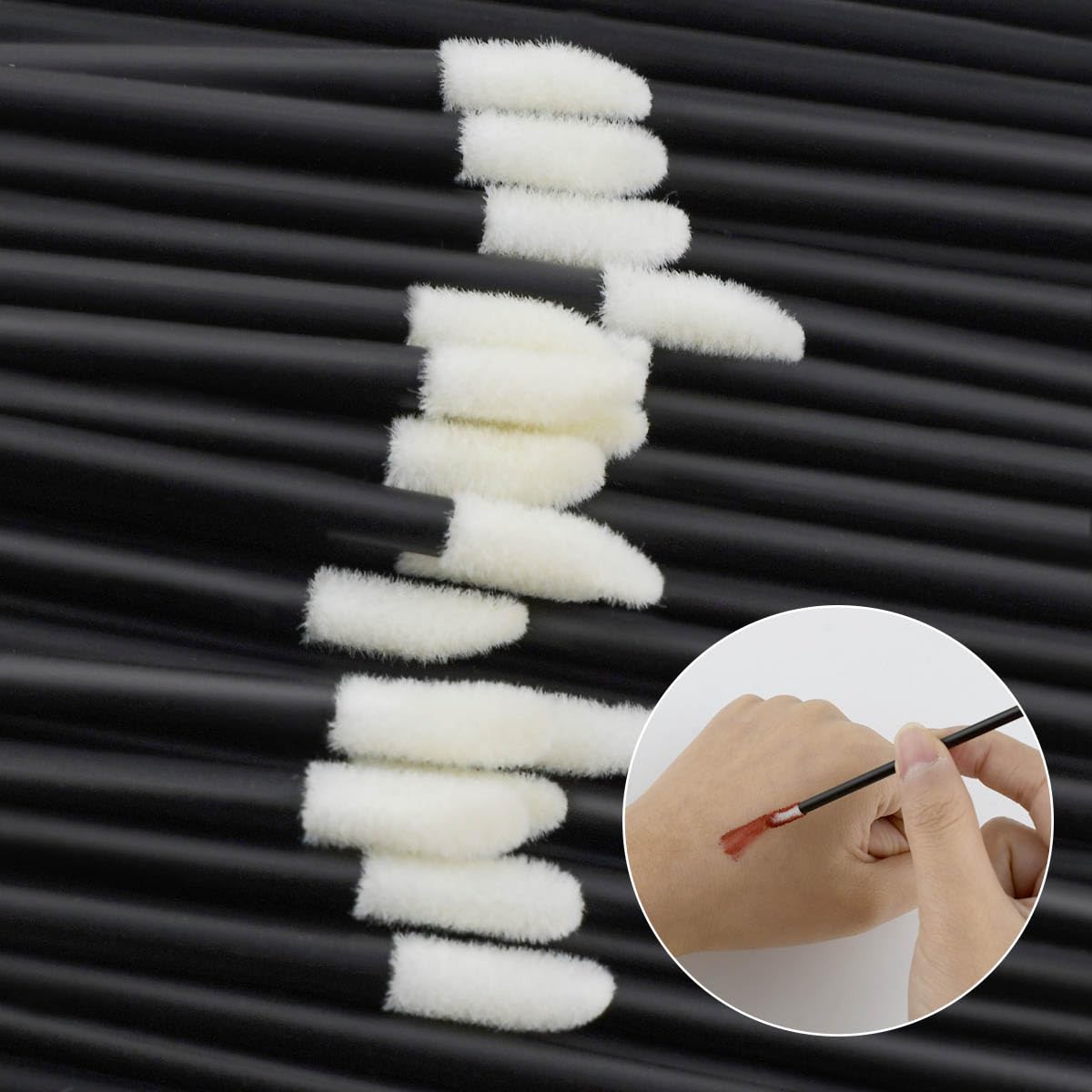 100 Pack Disposable Lip Brushes Lipstick Wands Lip Gloss Applicator Brush Makeup Tool Make Up Applicators Perfect Beauty Cosmetic Kits Mascara Wand Set Lash Spoolies for Eyelash Extensions (Black)