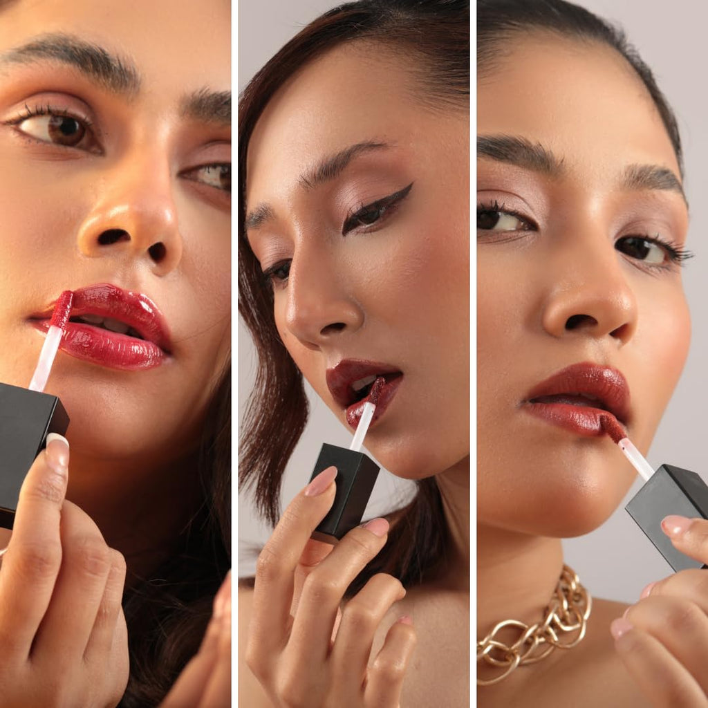 Gloss à lèvres Akara Hi-dra Shine pour femmes | Hydratant et ultra-brillant | Texture légère | Non collant | Enrichi en vitamine E, huile de ricin et protection solaire | Teinte au choix (Auburn) - 5 ml