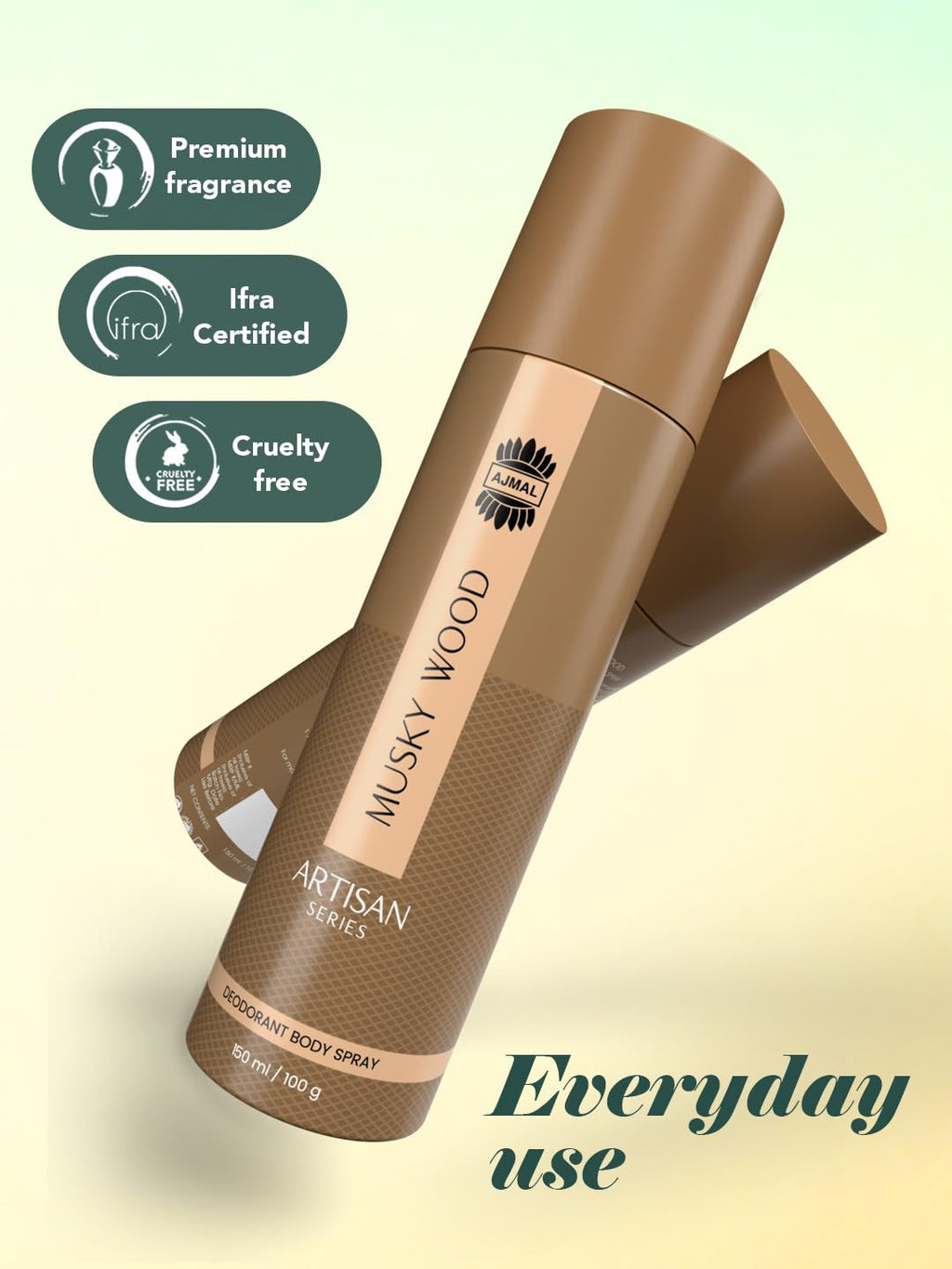 Ajmal Artisan Musky Wood Deodorant Perfume for Men, 150ml | Long Lasting Body Spray | Woody & Musky Fragrance