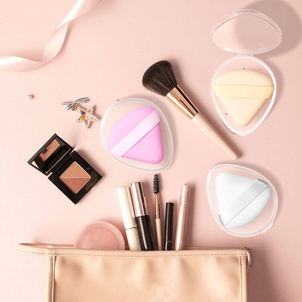 5 Pack Triangle Powder Puff Holders – Multifunctional Cosmetic Storage Case for Makeup Puffs, Beauty Blenders – No Sponge Included