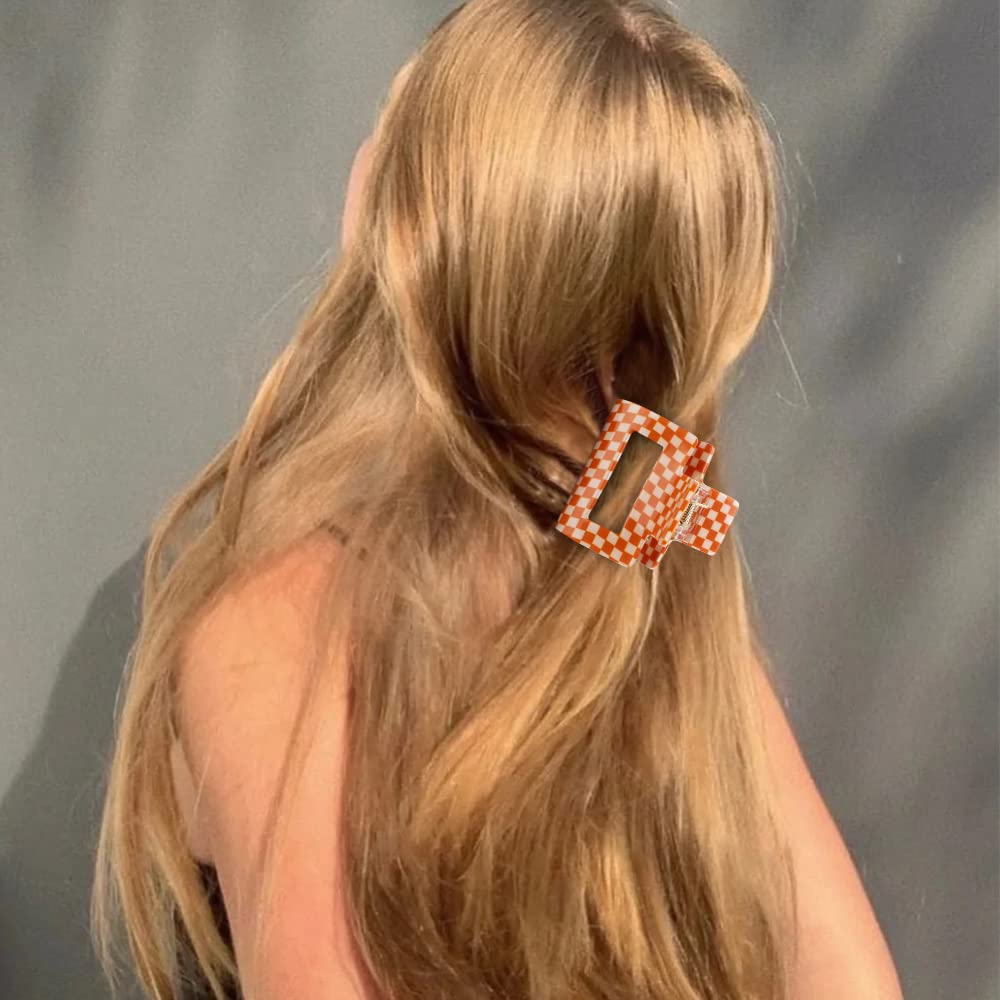 Ahoney 4 Pack Checkered Hair Claw Clips for Thin Hair Y2k Hair Accessories 2" Small Hair Clips for Thick Hair Cute Hair Clips for Women Girls