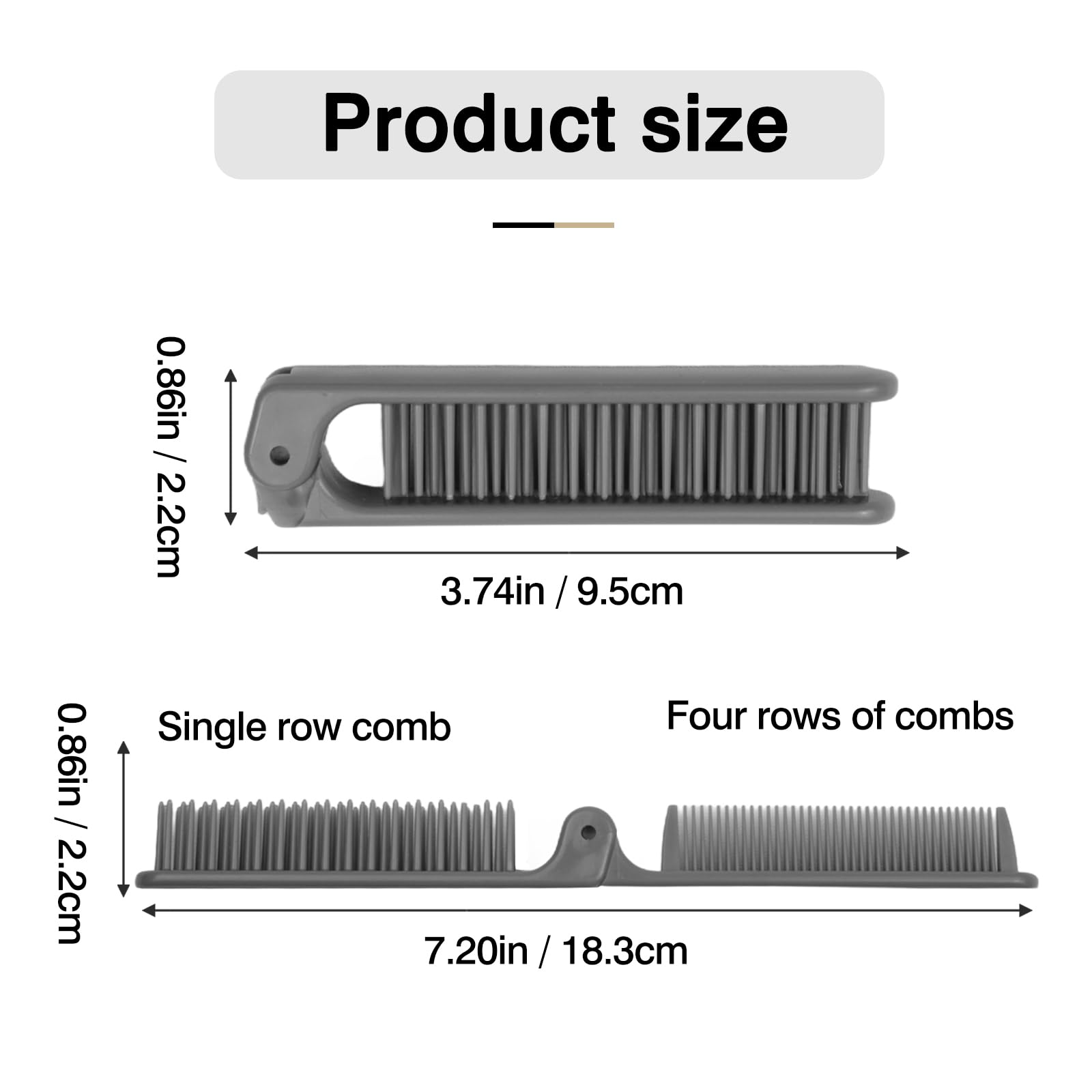 3-Piece Pocket Folding Comb Set – Portable Travel Hair Brushes with Dual-Headed Design, Compact and Colorful (Gray, Purple, White)