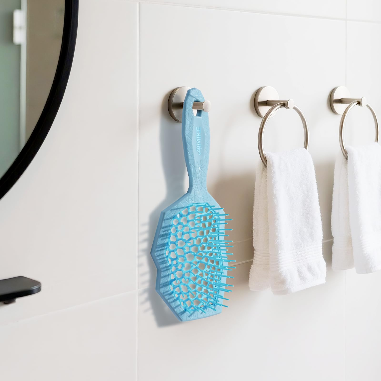 AIMIKE Glacier Detangling Brush, Pain-Free Detangler Brush for Curly Hair Wet & Dry Use, Glide Through Tangles with Ease, Vented Hairbrush for Women's 2c to 4c Curls, Blue