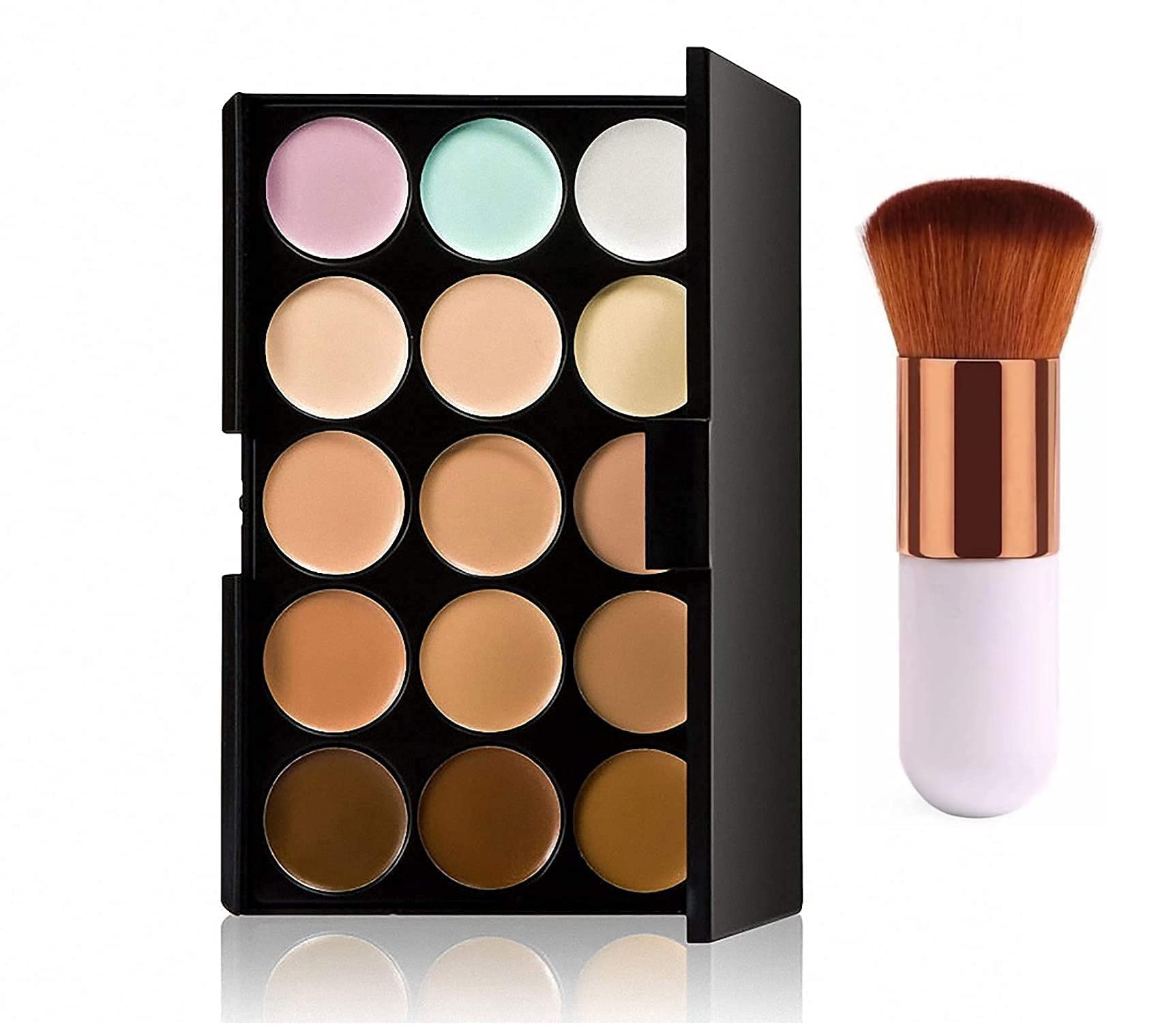 Aadav 15 Colors Contour Face Cream Makeup Concealer Palette with mini foundation brush (Multicolor)