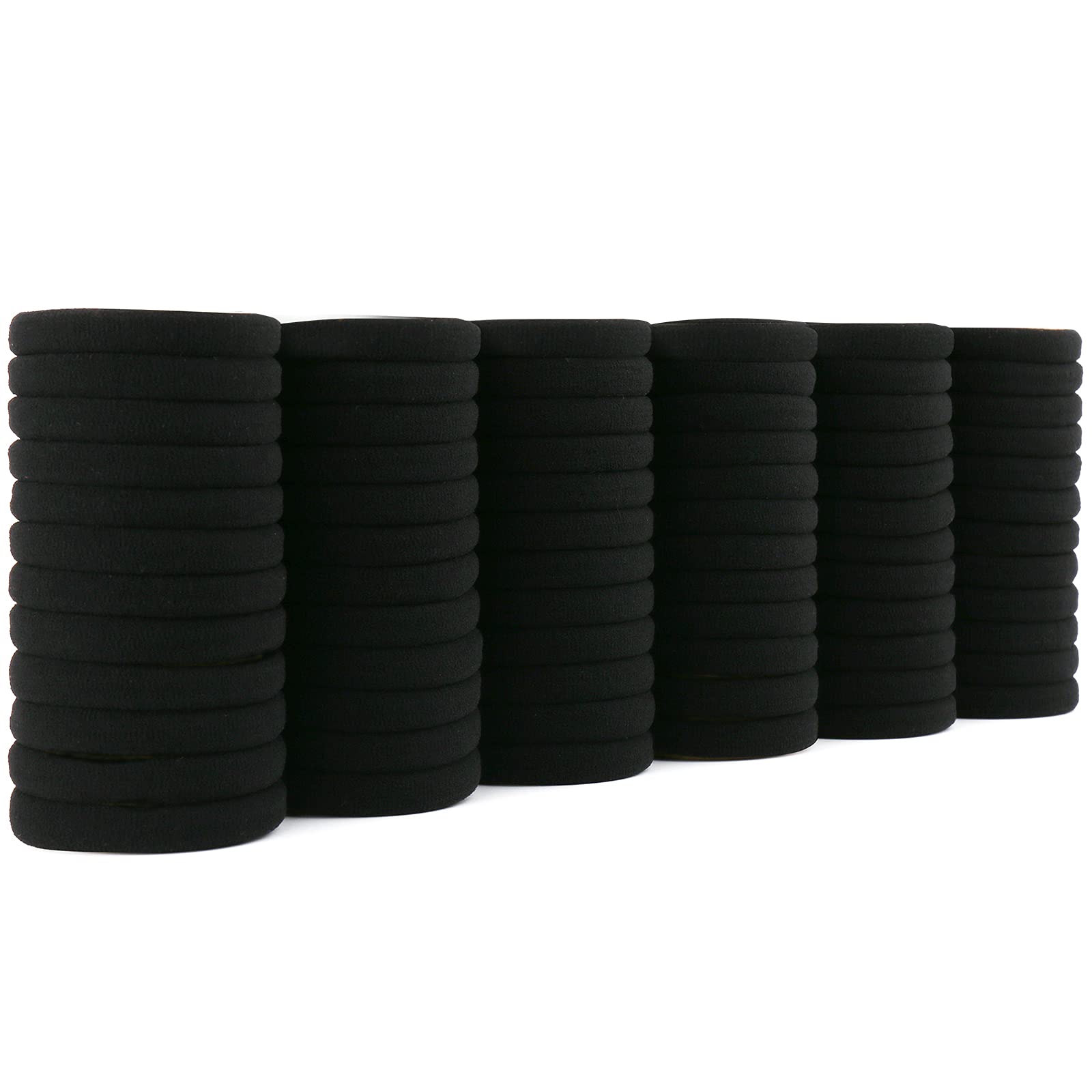 60PCS Black Large Hair ties, Cotton Hair Bands, Seamless Hair Ponytail Holders,by NineTong